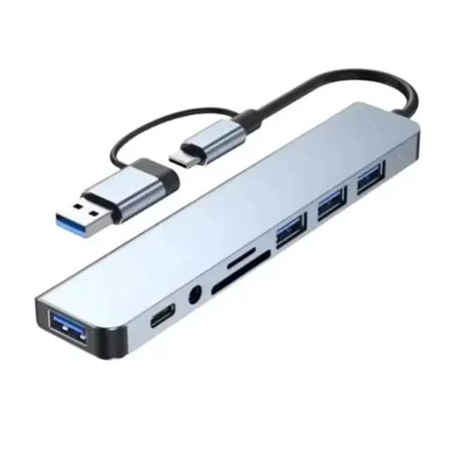 Мультифункціональний USB-хаб 8 в 1, універсальний адаптер, концентратор із входом Type-C, кардрідер, HDTV+PD+USB 3.0+SD+TF+Type-C