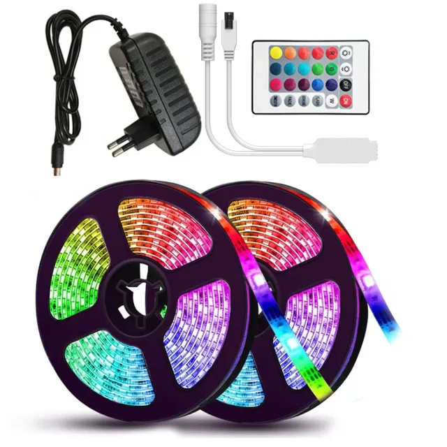 Стрічка світлодіодна RGB 5050 5м з пультом для підсвічування телевізора, монітора, меблів від USB