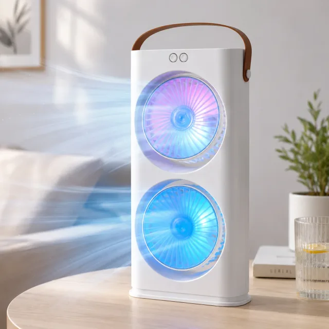 Настільний вентилятор Double-ended Spray Fan 1200 мАг Акумуляторний