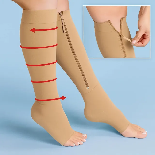 Компресійні гольфи Zip Sox, шкарпетки від варикозу Бежеві
