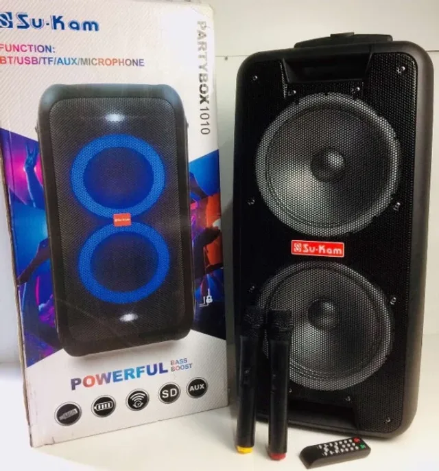 Портативна колонка Su-Kam 1010 + 2 мікрофони + BT 12v220v