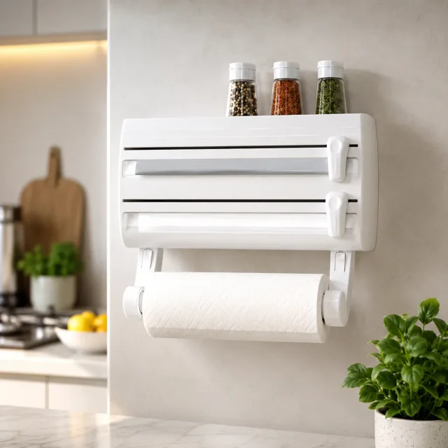 Кухонний диспенсер для плівки, фольги та рушників Kitchen Roll Triple Paper dispenser, тримач для рушників