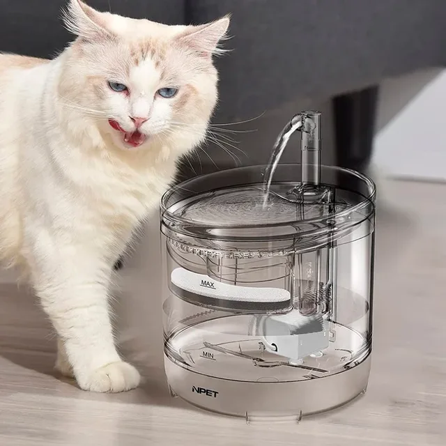 Питний фонтан напувалка для котів та собак NPET WF050TP 1.5L з фільтром прозорий